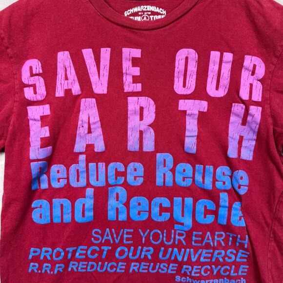 Schwarzenbach Nature Tree Save Our Earth Recycle Eco Planet Red Men's T Shirt M - Picture 4 of 6